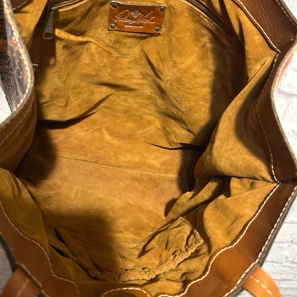 Patricia Nash Exotic Island Gold Leather Floral Tote Bag - Picture 11 of 13